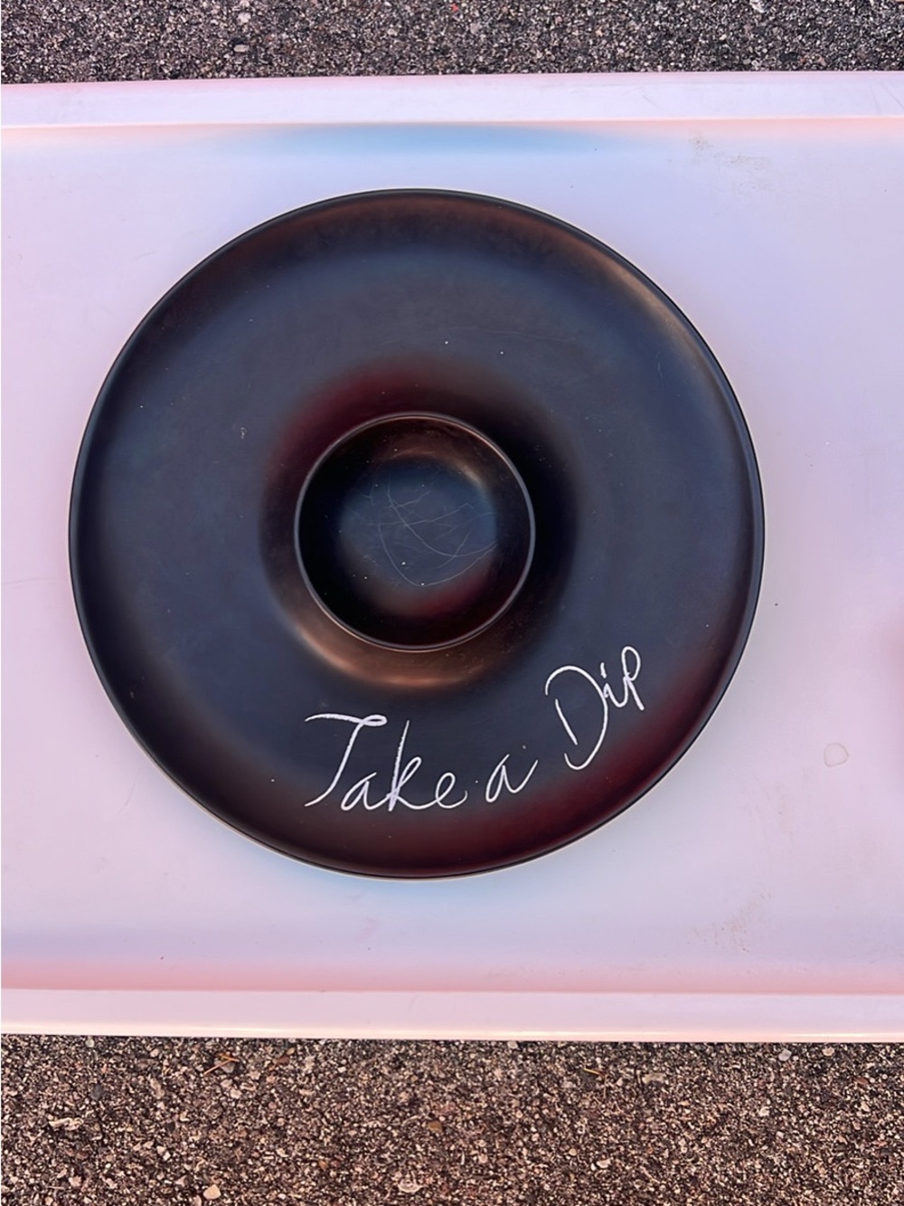 Pier 1 Take a Dip Black Ceramic Dip Bowl